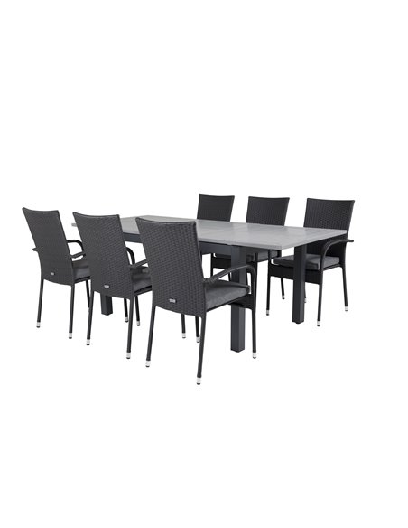 Matgrupp Albany med Anna matstolar, 160 × 100 cm