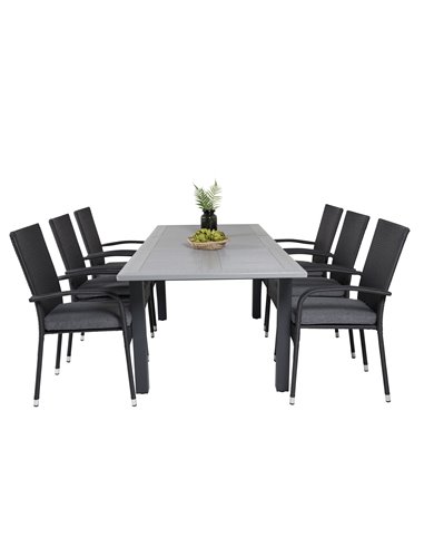 Matgrupp Albany med Anna matstolar, 160 × 100 cm
