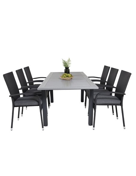 Matgrupp Albany med Anna matstolar, 160 × 100 cm