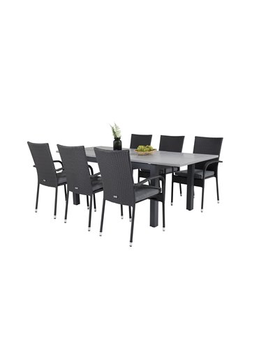 Matgrupp Albany med Anna matstolar, 160 × 100 cm