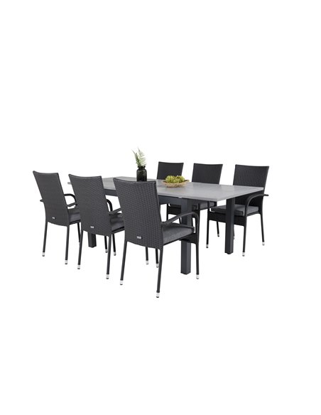 Matgrupp Albany med Anna matstolar, 160 × 100 cm