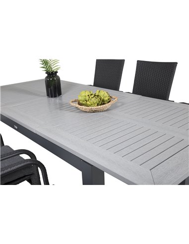 Matgrupp Albany med Anna matstolar, 160 × 100 cm