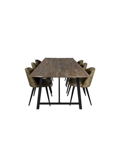 Matgrupp Malang med Velvet matstolar, 250 × 100 cm