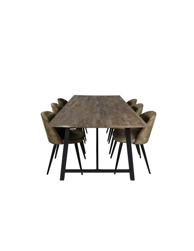 Matgrupp Malang med Velvet matstolar, 250 × 100 cm