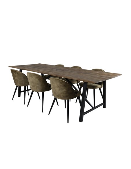 Matgrupp Malang med Velvet matstolar, 250 × 100 cm
