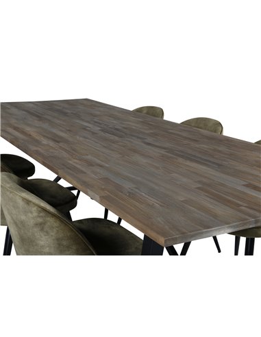 Matgrupp Malang med Velvet matstolar, 250 × 100 cm