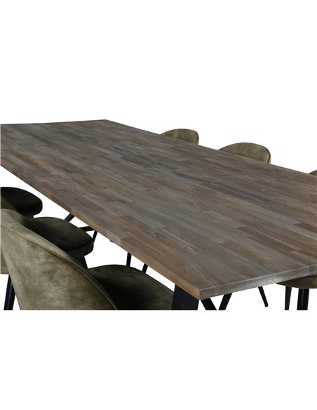 Matgrupp Malang med Velvet matstolar, 250 × 100 cm