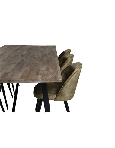 Matgrupp Malang med Velvet matstolar, 250 × 100 cm