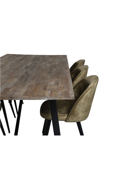 Matgrupp Malang med Velvet matstolar, 250 × 100 cm