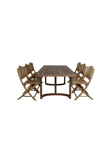Matgrupp Erica med Cane matstolar, 100 × 214 cm