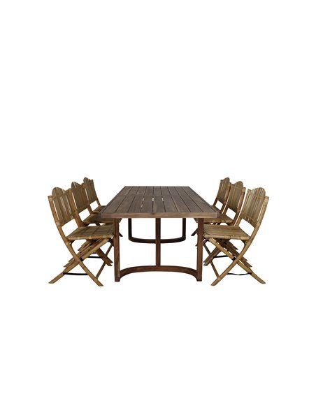 Matgrupp Erica med Cane matstolar, 100 × 214 cm