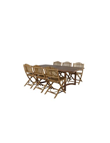 Matgrupp Erica med Cane matstolar, 100 × 214 cm