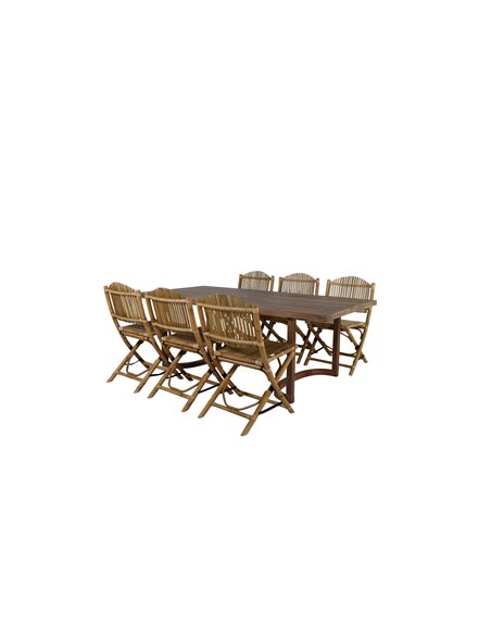 Matgrupp Erica med Cane matstolar, 100 × 214 cm