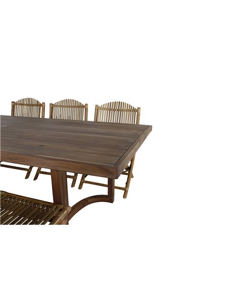 Matgrupp Erica med Cane matstolar, 100 × 214 cm