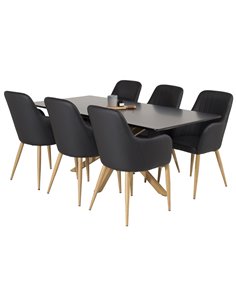 Matgrupp Piazza med Comfort matstolar, 180 × 90 cm
