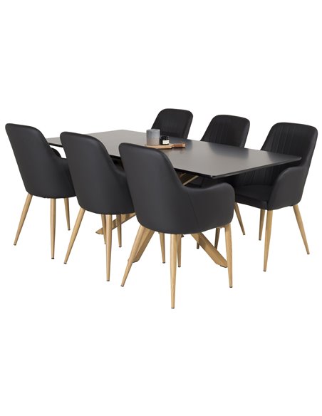 Matgrupp Piazza med Comfort matstolar, 180 × 90 cm