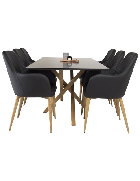 Matgrupp Piazza med Comfort matstolar, 180 × 90 cm