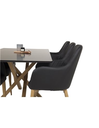 Matgrupp Piazza med Comfort matstolar, 180 × 90 cm