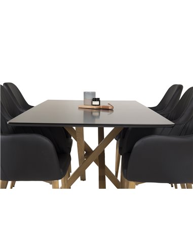 Matgrupp Piazza med Comfort matstolar, 180 × 90 cm
