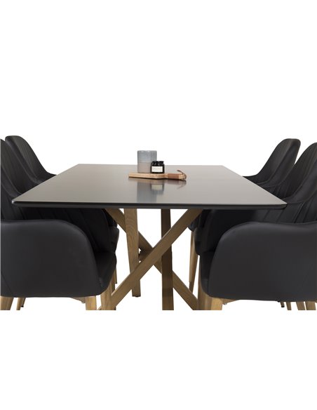 Matgrupp Piazza med Comfort matstolar, 180 × 90 cm