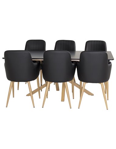Matgrupp Piazza med Comfort matstolar, 180 × 90 cm