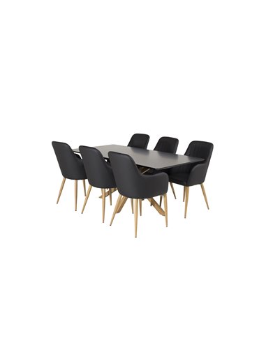 Matgrupp Piazza med Comfort matstolar, 180 × 90 cm