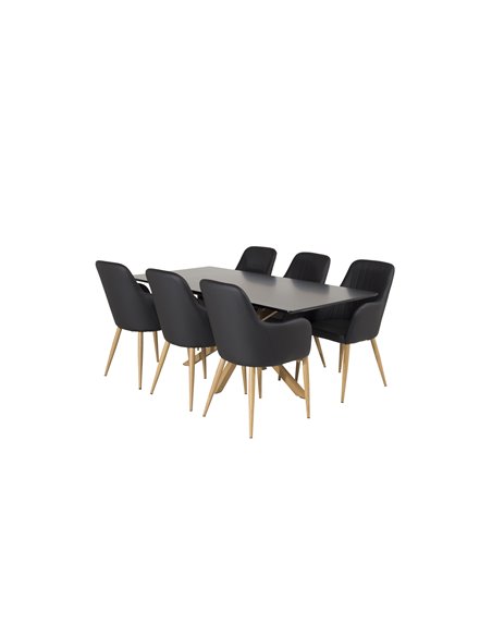 Matgrupp Piazza med Comfort matstolar, 180 × 90 cm