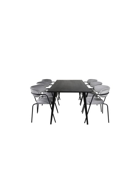 Matgrupp Dipp med Arrow matstolar, 180 × 90 cm