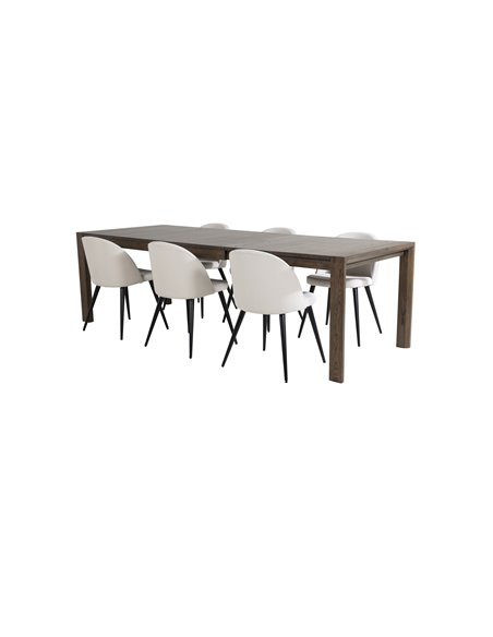 Matgrupp Slider med Velvet matstolar, 170 × 95 cm