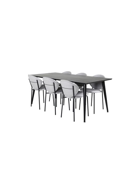 Matgrupp Dipp med Vault matstolar, 180 × 90 cm