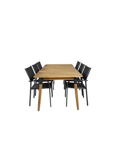 Matgrupp Julian med Santorini matstolar, 210 × 100 cm