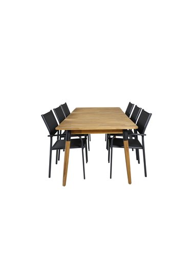 Matgrupp Julian med Santorini matstolar, 210 × 100 cm