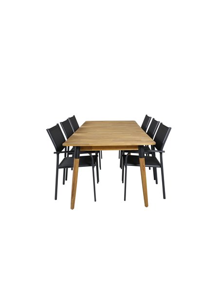Matgrupp Julian med Santorini matstolar, 210 × 100 cm