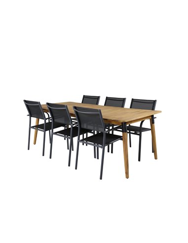 Matgrupp Julian med Santorini matstolar, 210 × 100 cm