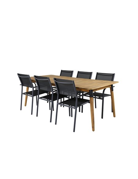 Matgrupp Julian med Santorini matstolar, 210 × 100 cm