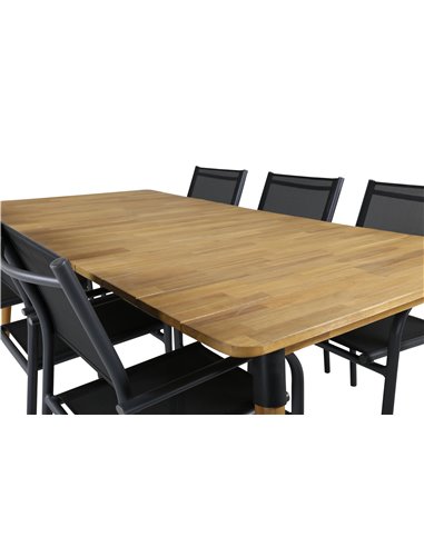 Matgrupp Julian med Santorini matstolar, 210 × 100 cm