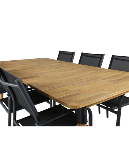 Matgrupp Julian med Santorini matstolar, 210 × 100 cm