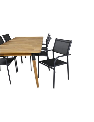 Matgrupp Julian med Santorini matstolar, 210 × 100 cm
