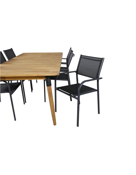 Matgrupp Julian med Santorini matstolar, 210 × 100 cm