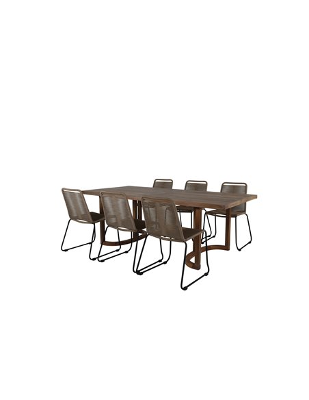 Matgrupp Erica med Lindos matstolar, 100 × 214 cm