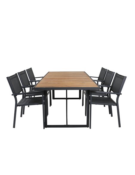Matgrupp Khung med Copacabana matstolar, 200 × 100 cm