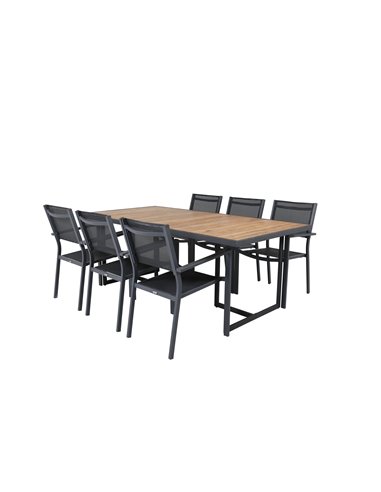 Matgrupp Khung med Copacabana matstolar, 200 × 100 cm