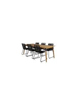 Matgrupp Julian med Lindos matstolar, 210 × 100 cm 2