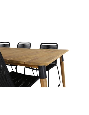 Matgrupp Julian med Lindos matstolar, 210 × 100 cm