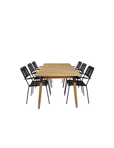 Matgrupp Julian med Lindos matstolar, 210 × 100 cm