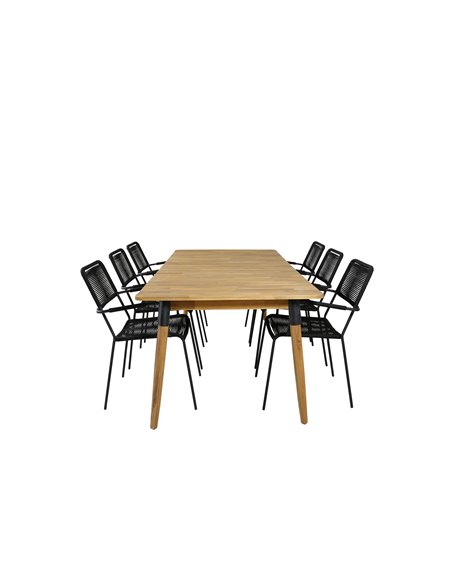 Matgrupp Julian med Lindos matstolar, 210 × 100 cm