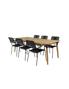Matgrupp Julian med Lindos matstolar, 210 × 100 cm 2