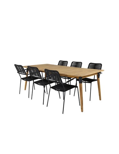 Matgrupp Julian med Lindos matstolar, 210 × 100 cm