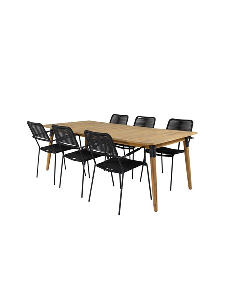 Matgrupp Julian med Lindos matstolar, 210 × 100 cm