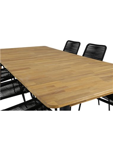 Matgrupp Julian med Lindos matstolar, 210 × 100 cm